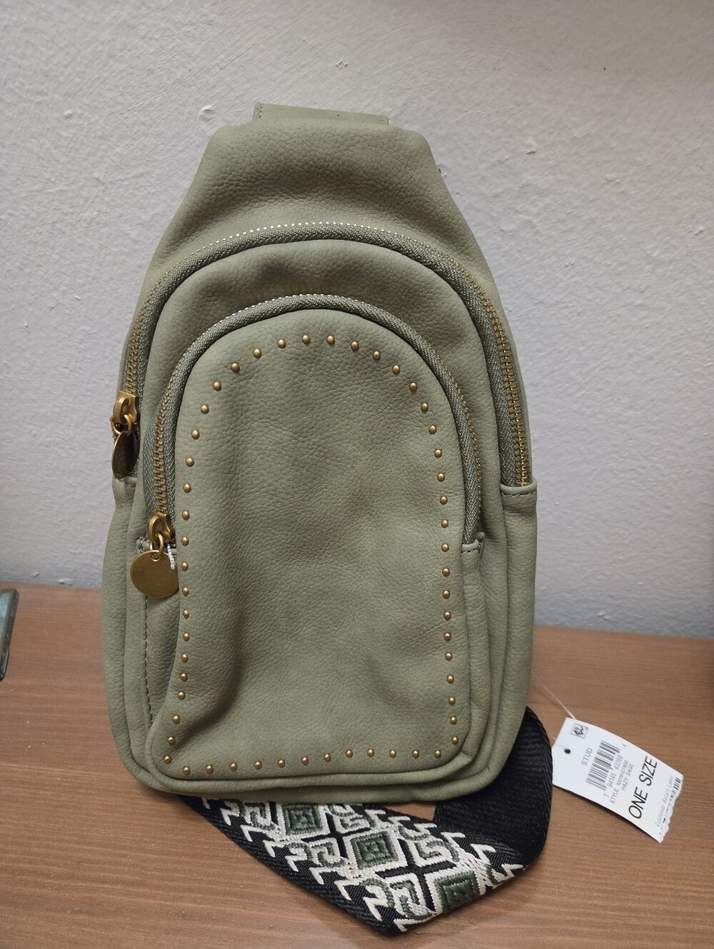 NWT Style & Co. Woven Sling Bag in Hazy Sage